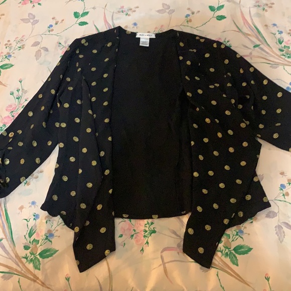 NWOT Black and Gold Polka Dot Cardigan - Picture 2 of 6